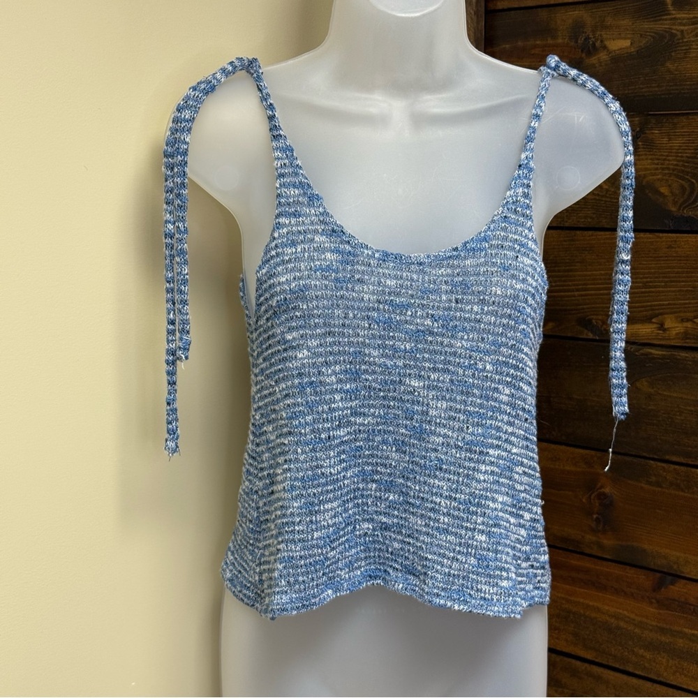 Blue Jolie Knit Women's tie detail tank Top Summer beach vibes Size S